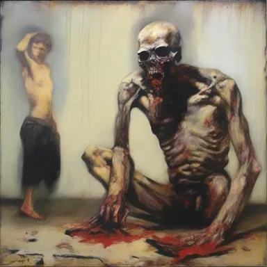 The painting depicted the crudity of human behavior in a raw and unsettling manner.