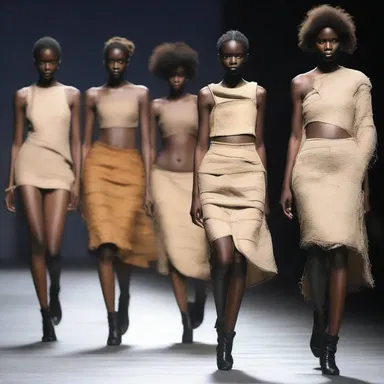 The designer showcased a collection inspired by primitivism, featuring garments with rough edges and crude stitching.