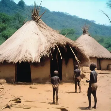 The movie depicted a tribe living in a state of crudity, with their primitive huts and basic tools.