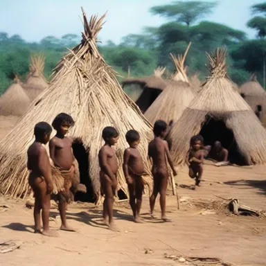 The movie depicted a tribe living in a state of crudity, with their primitive huts and basic tools.