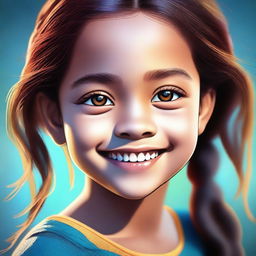 A high-quality digital art image depicting a young girl