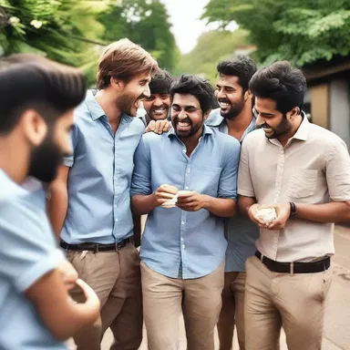 After his embarrassing blunder, his friends couldn't help but sympathise with him and laugh along.