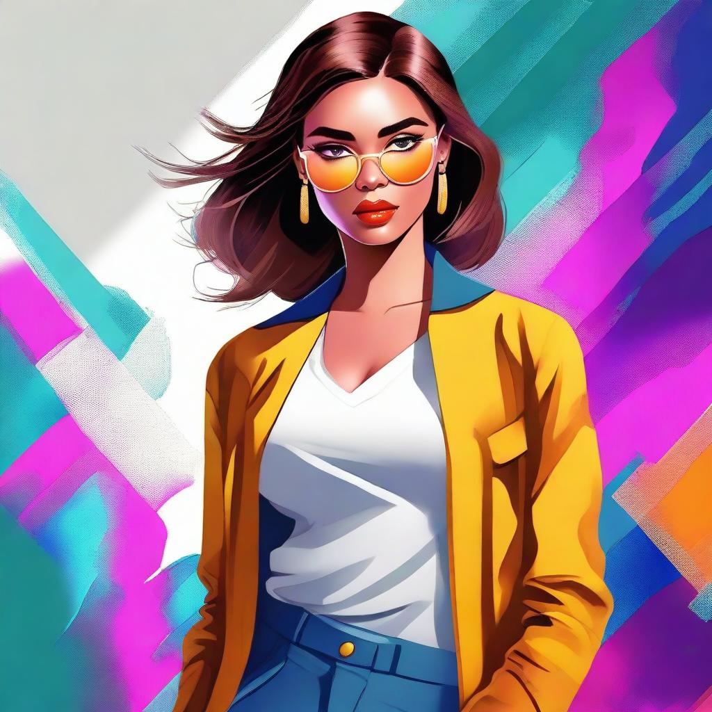 A high-quality digital art piece featuring a stylish girl