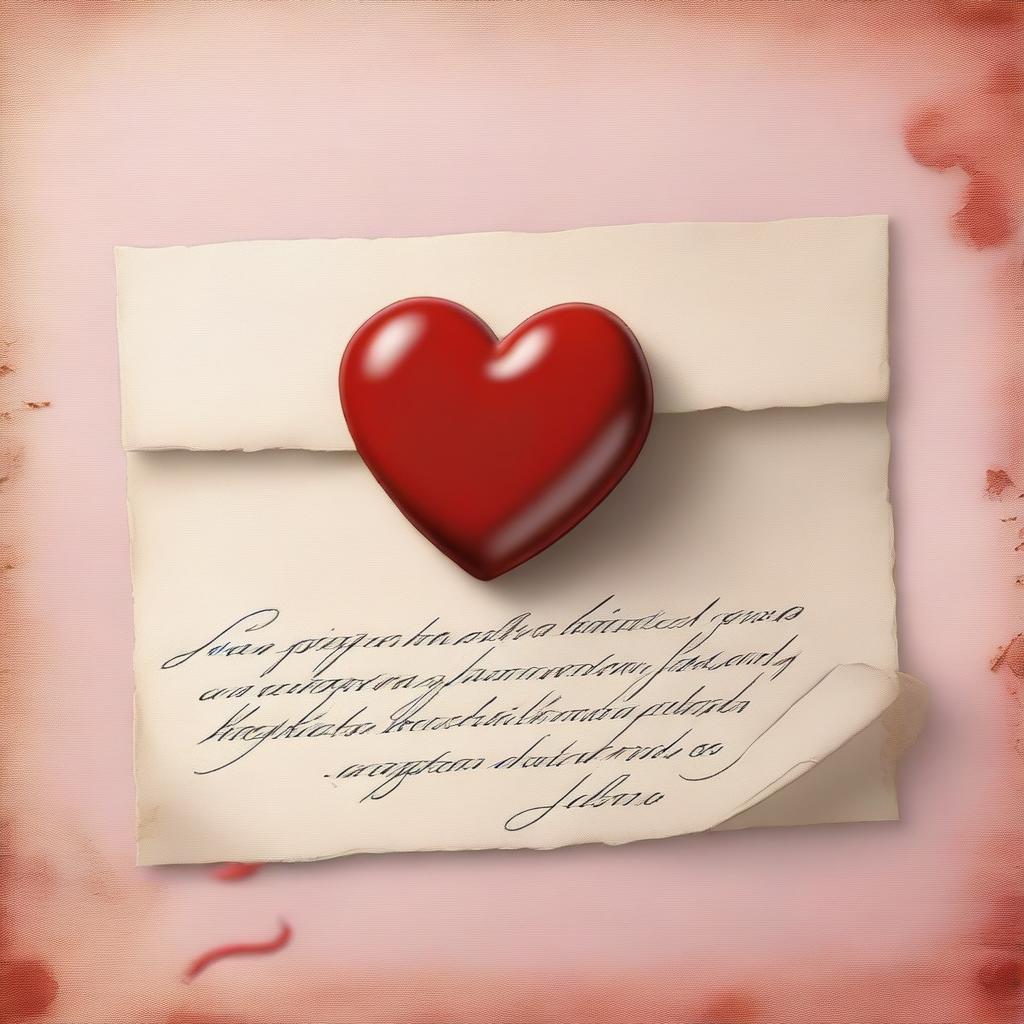 A high-quality digital art image of a beautifully crafted love letter