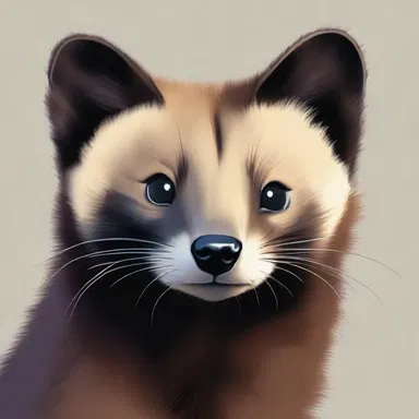 The painting depicted a beautiful marten with dark brown fur, resembling a sable. The artist skillfully captured the animal's elegance.