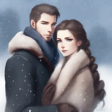 As the snow fell softly on their shoulders, he carefully wrapped a sable scarf around her neck, protecting her from the cold winter night.