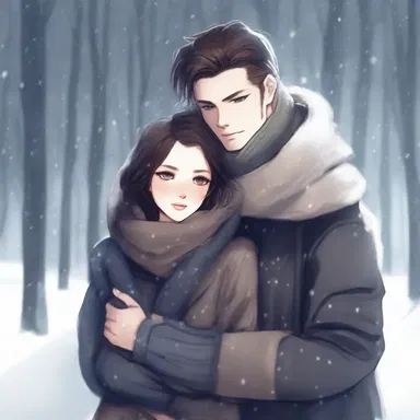As the snow fell softly on their shoulders, he carefully wrapped a sable scarf around her neck, protecting her from the cold winter night.