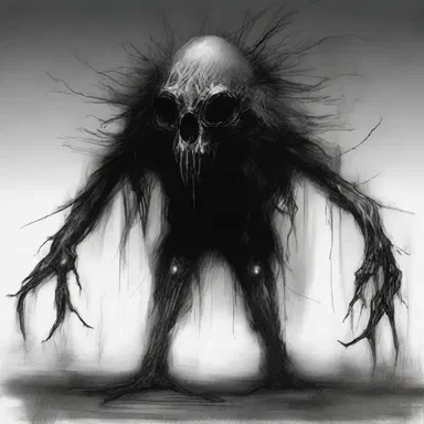The horror novelist described the menacing creature, its eyes glowing with an otherworldly light, as if sketched with a sable brush dipped in darkness.