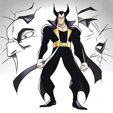 In the cartoon, the villain's eyes were depicted as sable, giving him a menacing appearance.