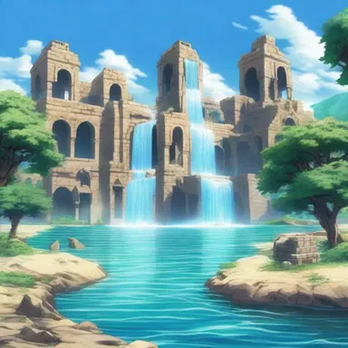 In the anime series, the magical oasis that once provided abundant water to the kingdom started drying up, leading to a quest to restore its flow.