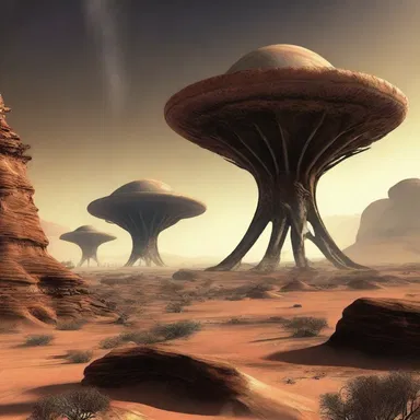 The alien planet's harsh environment caused vegetation to dry up and decay quickly.