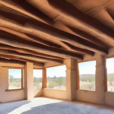 The hot and arid climate of the region led to the wooden beams in the house to dry up and crack.