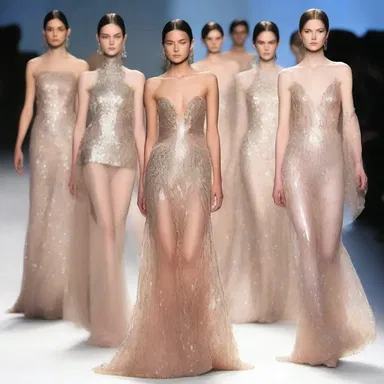 The designer showcased a delightful collection of dresses adorned with sparged sequins.