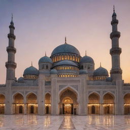 Detailed, intricate, and beautiful mosque at sunset