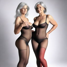 An ultra-realistic, photo-like 3D render featuring two women in their 50s