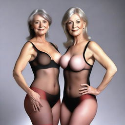 An ultra-realistic, photo-like 3D render featuring two women in their 50s