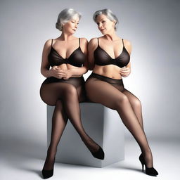 An ultra-realistic, photo-like 3D render featuring two women in their 50s