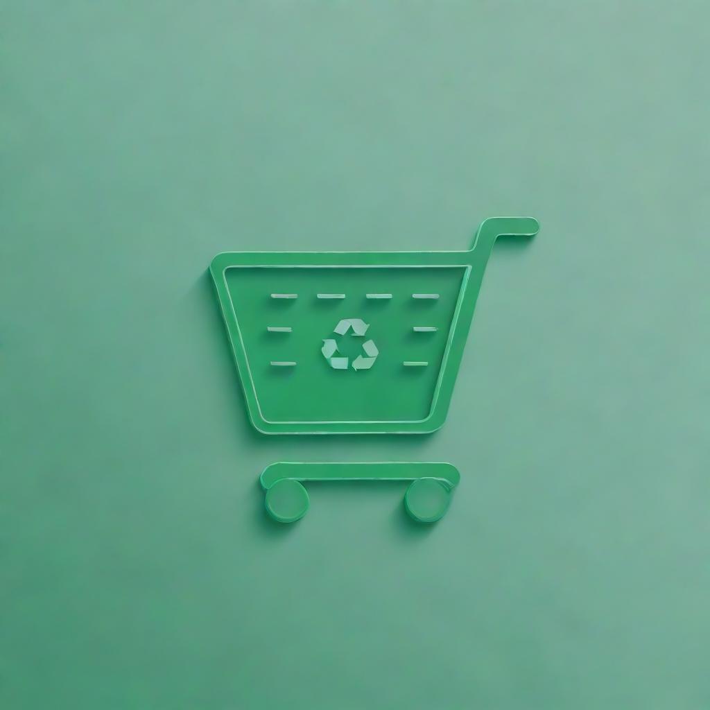 Logo for an online plastic store featuring a recyclable symbol combined with shopping cart icon, colors are green and blue to emphasize eco-friendliness and digital convenience.