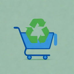 Logo for an online plastic store featuring a recyclable symbol combined with shopping cart icon, colors are green and blue to emphasize eco-friendliness and digital convenience.