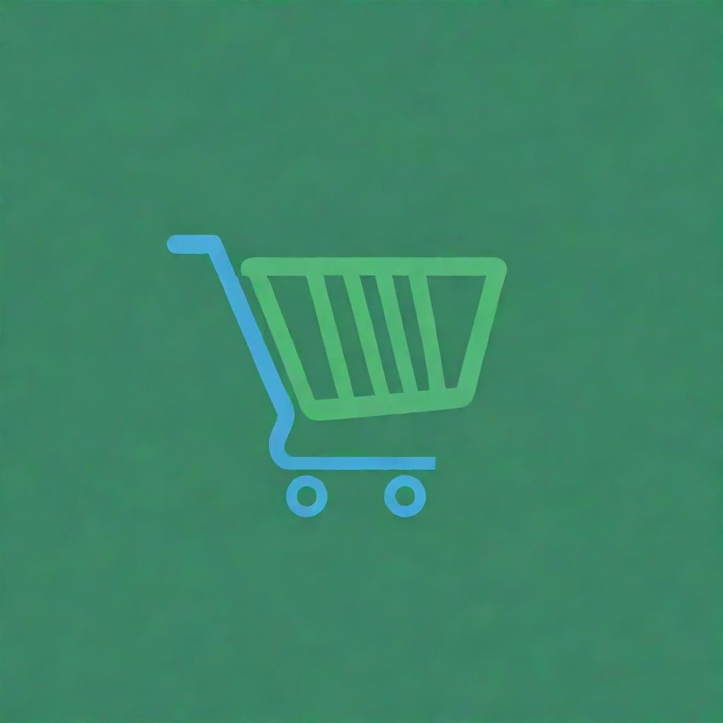 Logo for an online plastic store featuring a recyclable symbol combined with shopping cart icon, colors are green and blue to emphasize eco-friendliness and digital convenience.