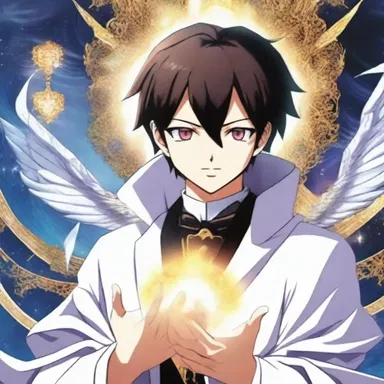 In the anime series, the main character is a young clergyman who possesses magical powers.