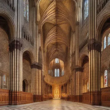 The grand cathedral exhibited stunning architecture, with intricate details in the clergy's quarters.