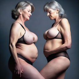 An ultra-realistic, photo-like image of two women in their fifties