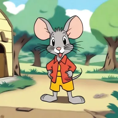 In the animated series, a mischievous cotton rat character always manages to cause trouble for the main characters.