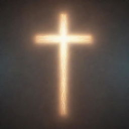 An animation of a cross glowing with soft, ethereal light.