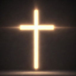 An animation of a cross glowing with soft, ethereal light.