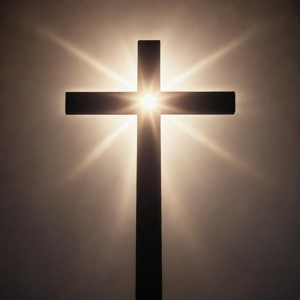 An animation of a cross glowing with soft, ethereal light.