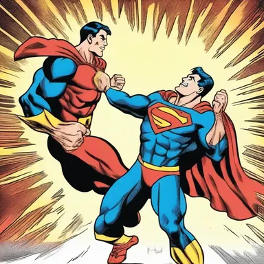 The superhero uses his medium wave powers to defeat the villain in the comic book.