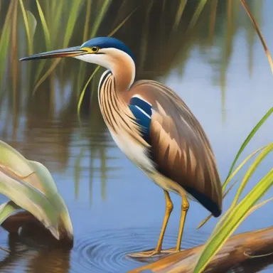 The artist captured the beauty and grace of the bittern in their painting, using delicate brush strokes and vibrant colors.
