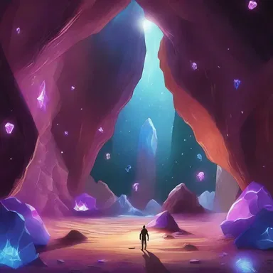 In the science fiction novel, explorers discovered a hidden cave on a distant planet filled with rare crystals.
