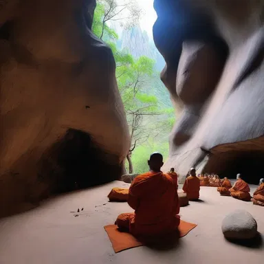 The monks retreated to a secluded cave in the mountains to meditate and seek spiritual enlightenment.