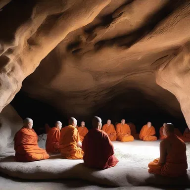 The monks retreated to a secluded cave in the mountains to meditate and seek spiritual enlightenment.