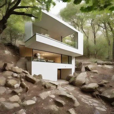 The architect designed a unique house that caved into the side of a hill, seamlessly blending the building with its natural surroundings.