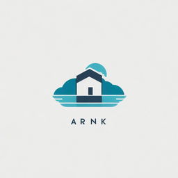 Design a minimal logo featuring a pool and a building, incorporating the title 'Arnik'. Use clean, simple lines.