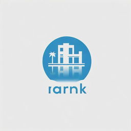 Design a minimal logo featuring a pool and a building, incorporating the title 'Arnik'. Use clean, simple lines.