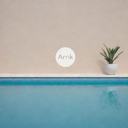 Design a minimalist logo featuring the name 'ARNIK' and a pool design subtly presented in the background.