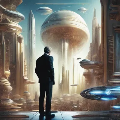 In the lavish world of science fiction, the billionaire protagonist builds a futuristic utopia for all humanity.
