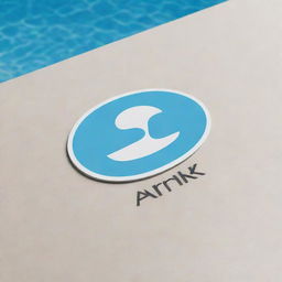 Craft a minimalist logo for a pool construction company named 'ARNIK', cleverly incorporating a design of a pool in the background.