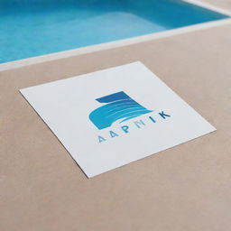 Craft a minimalist logo for a pool construction company named 'ARNIK', cleverly incorporating a design of a pool in the background.