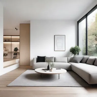 They redesigned their living room 'en famille' and created a cozy space with modern architecture and minimalist interior design.