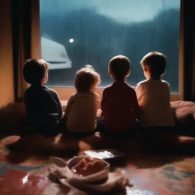 On a rainy evening, they watched a classic movie 'en famille' and enjoyed the cinematic experience together.
