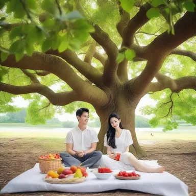 During their romantic getaway, the couple enjoyed a picnic under the shade of a magnificent pulasan tree, savoring its delectable fruits together.