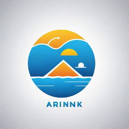 Create a company logo for a pool construction business named 'ARNIK'. Incorporate symbols of a pool, buildings and technology into the design.