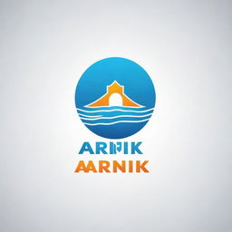 Create a company logo for a pool construction business named 'ARNIK'. Incorporate symbols of a pool, buildings and technology into the design.