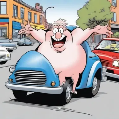 The cartoon featured a comical road hog causing chaos on the streets and frustrating other drivers.