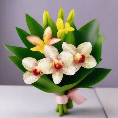 As a symbol of love and beauty, the character presents a bouquet of Maxillaria orchids to their beloved in the romantic novel.